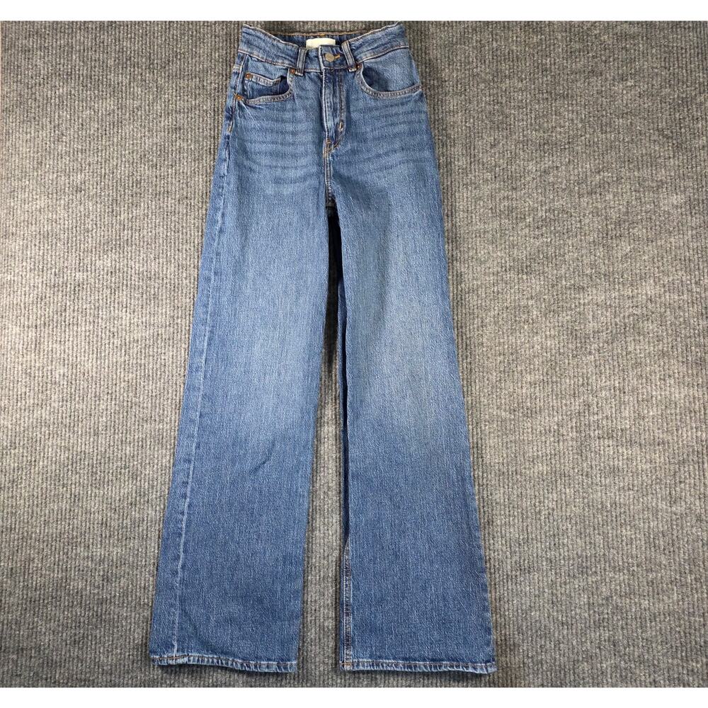 H&M High Rise Wide Leg Jeans Blue Medium Wash Womens Size 2